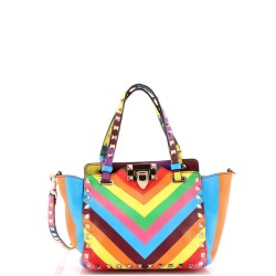 1973 Rockstud Tote Striped Leather Mini