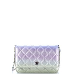 Wallet on Chain Quilted Gradient Metallic Calfskin with Gradient Hardware