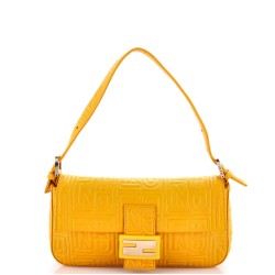 Baguette Bag Logo Embossed Leather Small