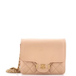 Archi Chic Square Wallet on Chain Quilted Grained Calfskin