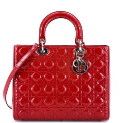 Lady Dior Bag Cannage Quilt Patent Large