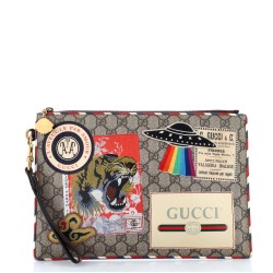 Courrier Pouch GG Coated Canvas with Applique