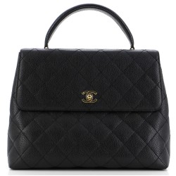 Vintage Classic Top Handle Flap Bag Quilted Caviar Jumbo
