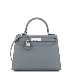 Kelly Handbag Vert Amande Epsom with Palladium Hardware 28