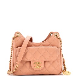 Wavy CC Hobo Quilted Caviar Small
