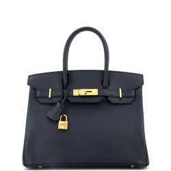 Birkin Handbag Bleu Indigo Epsom with Rose Gold Hardware 30