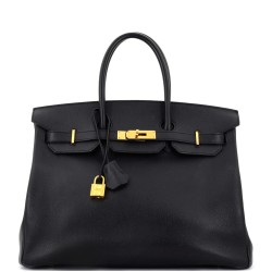 Birkin Handbag Noir Epsom with Gold Hardware 35