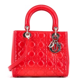 Lady Dior Bag Cannage Quilt Patent Medium