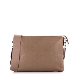 Zip Messenger Bag Jumbo GG Embossed Leather Medium