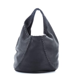 Baseball Hobo Leather with Intrecciato Detail Medium