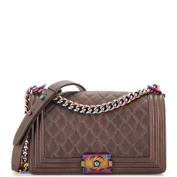 Boy Flap Bag Quilted Iridescent Goatskin Old Medium