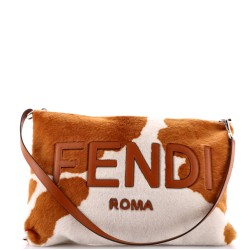 Convertible Logo Clutch with Strap Calf Hair Large