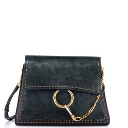 Faye Shoulder Bag Studded Leather and Suede Medium