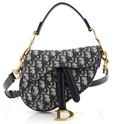 Saddle Handbag with Strap Oblique Canvas Mini