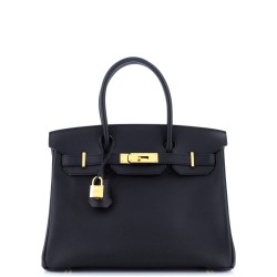 Birkin Handbag Noir Epsom with Gold Hardware 30