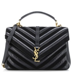 Classic Monogram College Bag Matelasse Chevron Leather and Suede Large