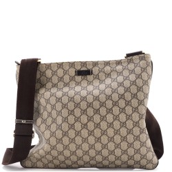 Zip Top Messenger Bag GG Coated Canvas Large