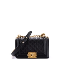 Boy Flap Bag Quilted Caviar Small