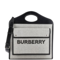 Logo Pocket Tote Canvas with Leather Medium