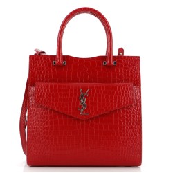 Uptown Tote Crocodile Embossed Leather Small