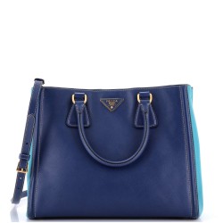 Bicolor Lux Convertible Open Tote Saffiano Leather Medium