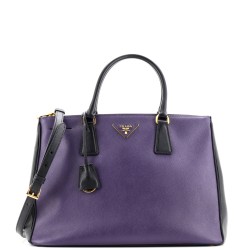 Bicolor Double Zip Lux Tote Saffiano Leather Medium