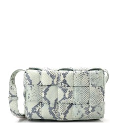 Cassette Crossbody Bag Padded Maxi Intrecciato Python Embossed Leather