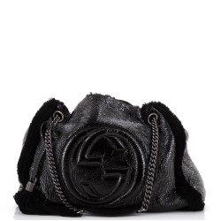 Soho Chain Strap Shoulder Bag Patent and Shearling Medium