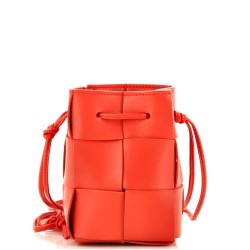 Cassette Bucket Bag Maxi Intrecciato Leather with Beaded Details Mini