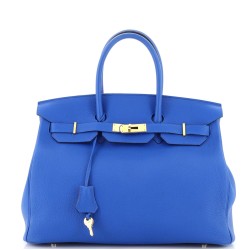 Birkin Handbag Bleu Zellige Togo with Gold Hardware 35