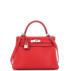 Kelly Handbag Rouge Casaque Clemence with Palladium Hardware 28