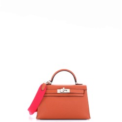 Kelly Mini II Amazone Handbag Brown Chevre Mysore with Palladium Hardware 20