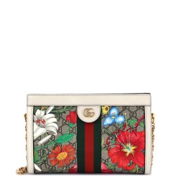 Ophidia Chain Shoulder Bag Flora GG Coated Canvas Small