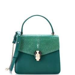 Serpenti Forever Top Handle Bag Leather and Stingray Small