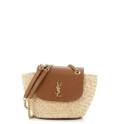 Manon Basket Bag Raffia with Leather Mini