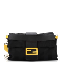 Baguette Convertible Shoulder Bag Striped Nylon Large