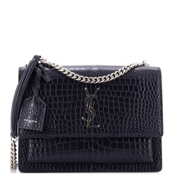 Sunset Crossbody Bag Crocodile Embossed Leather Medium