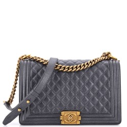 Boy Flap Bag Quilted Iridescent Caviar New Medium
