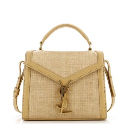 Cassandra Top Handle Bag Raffia with Leather Mini