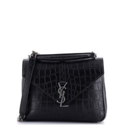 Classic Monogram College Bag Crocodile Embossed Leather Medium