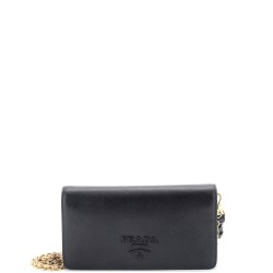 Monochrome Wristlet Wallet on Chain Saffiano Leather Mini