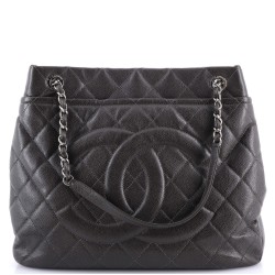 Timeless CC Soft Tote Quilted Caviar Large