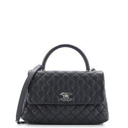 Coco Top Handle Bag Quilted Caviar Small