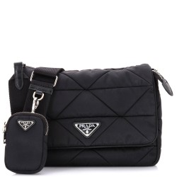 Padded Flap Shoulder Bag Quilted Tessuto