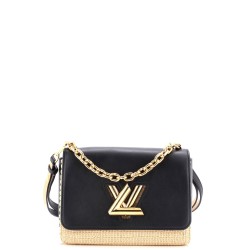 Twist Convertible Handbag Leather and Raffia MM