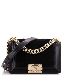 Boy Flap Bag Shearling with Leather Small