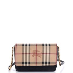 Hampshire Wallet on Chain Leather and House Check Canvas