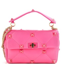 Roman Stud Flap Bag Quilted Leather Large