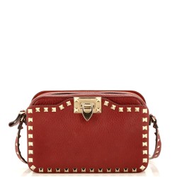 Rockstud Flip Lock Camera Crossbody Bag Leather