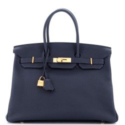 Birkin Handbag Bleu Nuit Togo with Gold Hardware 35